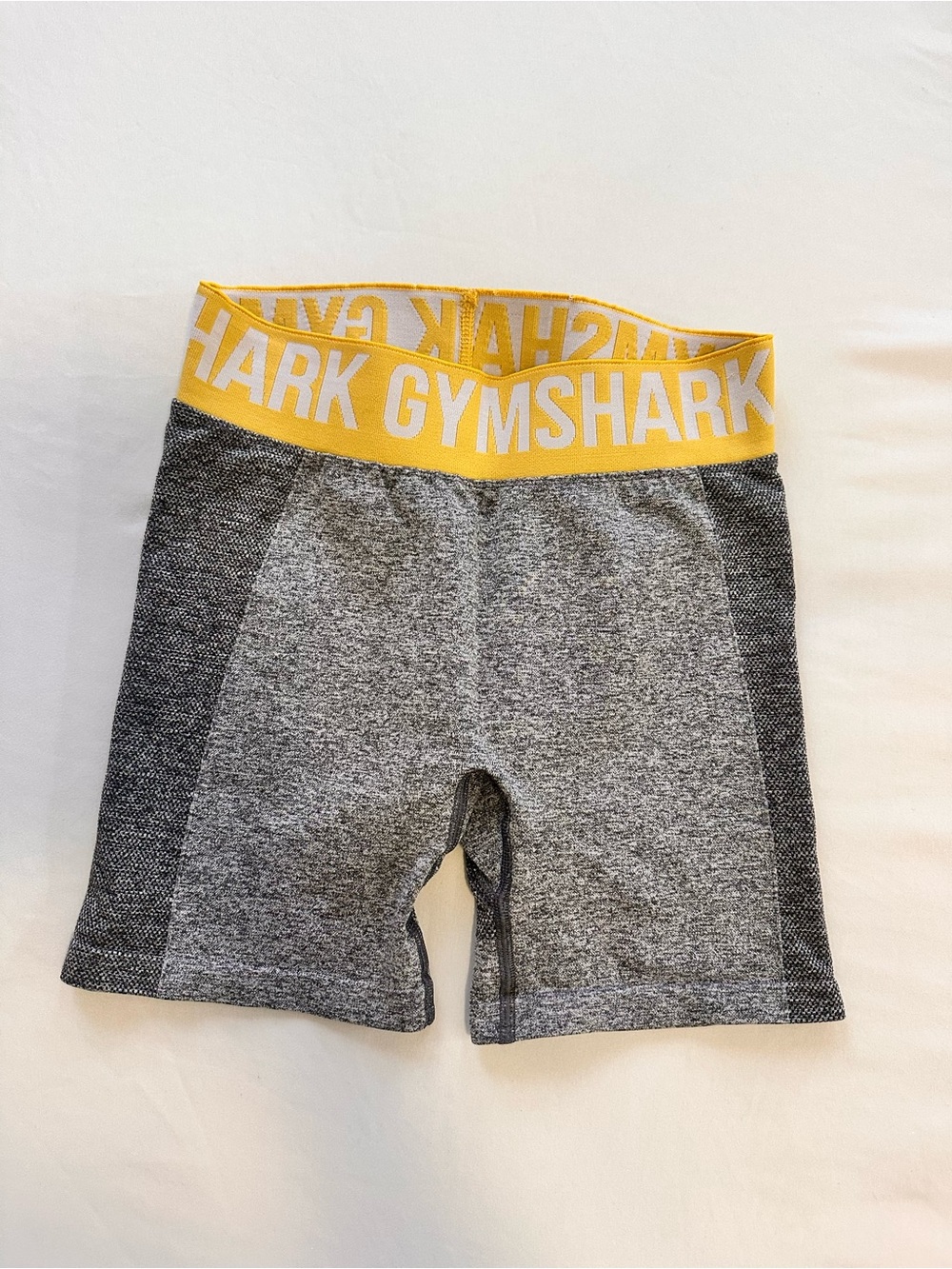 Gymshark Grey Heather Shorts with Yellow Logo Waistband